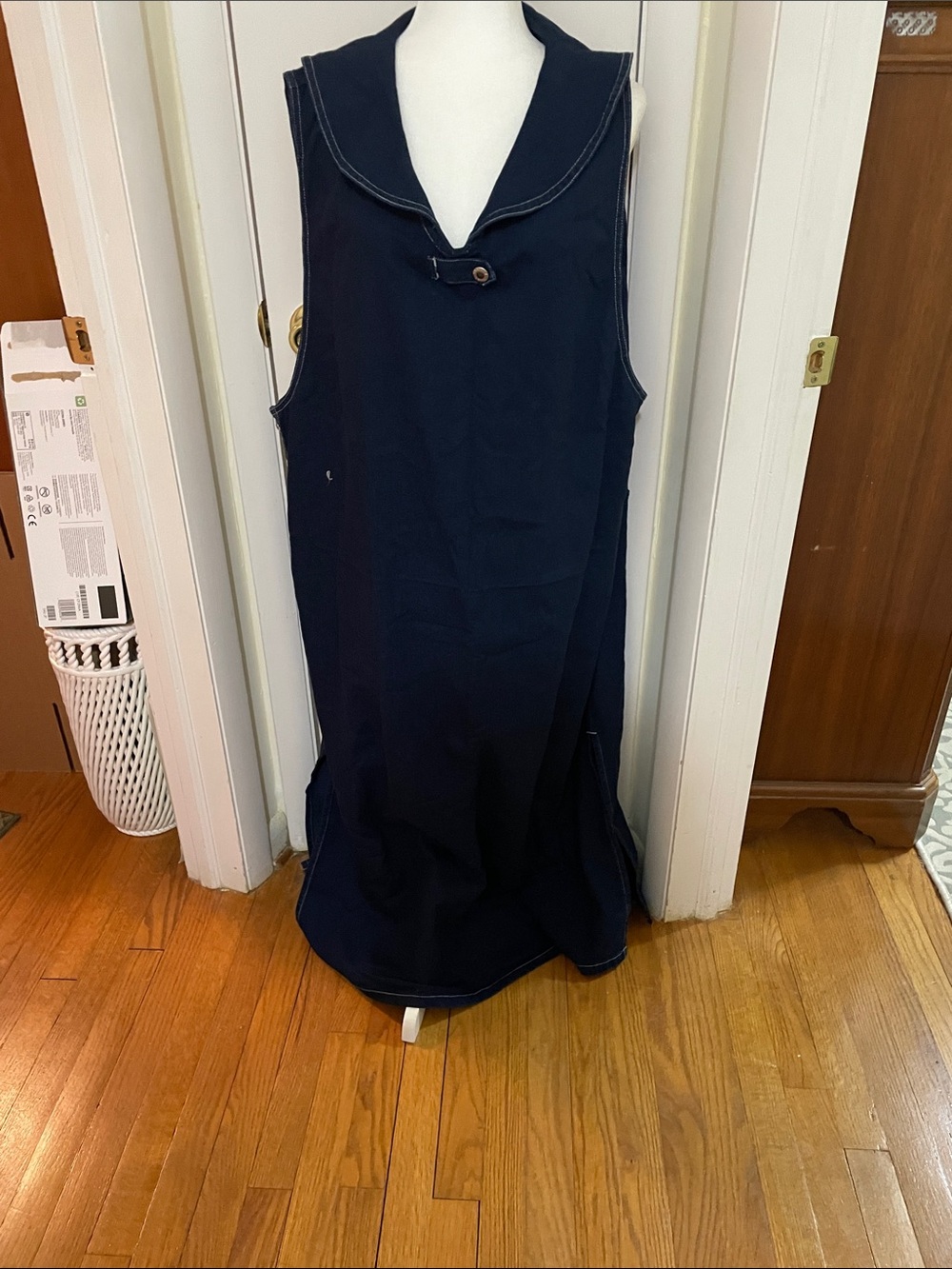 Carolina plus Blues navy .  Sleeveless Sailor-Style Shift Dress